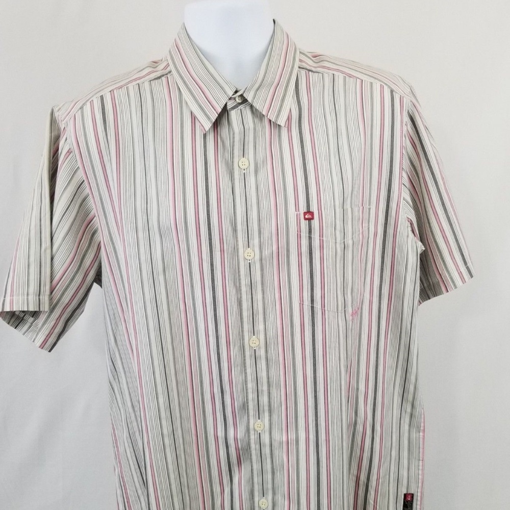 Quiksilver Striped Button Front Short Sleeve